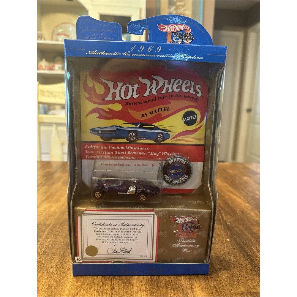 Hot Wheels 1969 Commemorative Replica TWIN MILL w/ Badge & 30th Anniversary Pin